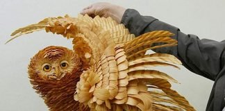 Невероятные скульптуры животных из деревянных щепок