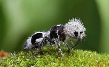 Муравей-панда — букашка, похожая на бамбукового медведя Муравей-панда (Euspinolia militaris).